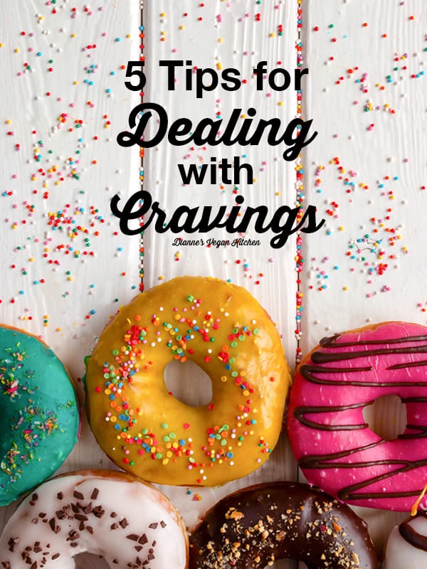 5 Tips for Dealing with Cravings donuts with text overlay