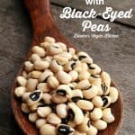 black eyed peas in spoon with text overlay
