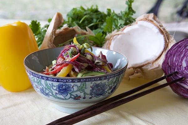 Raw Coconut Curry Vegetables from Healing the Vegan Way by Mark Reinfeld