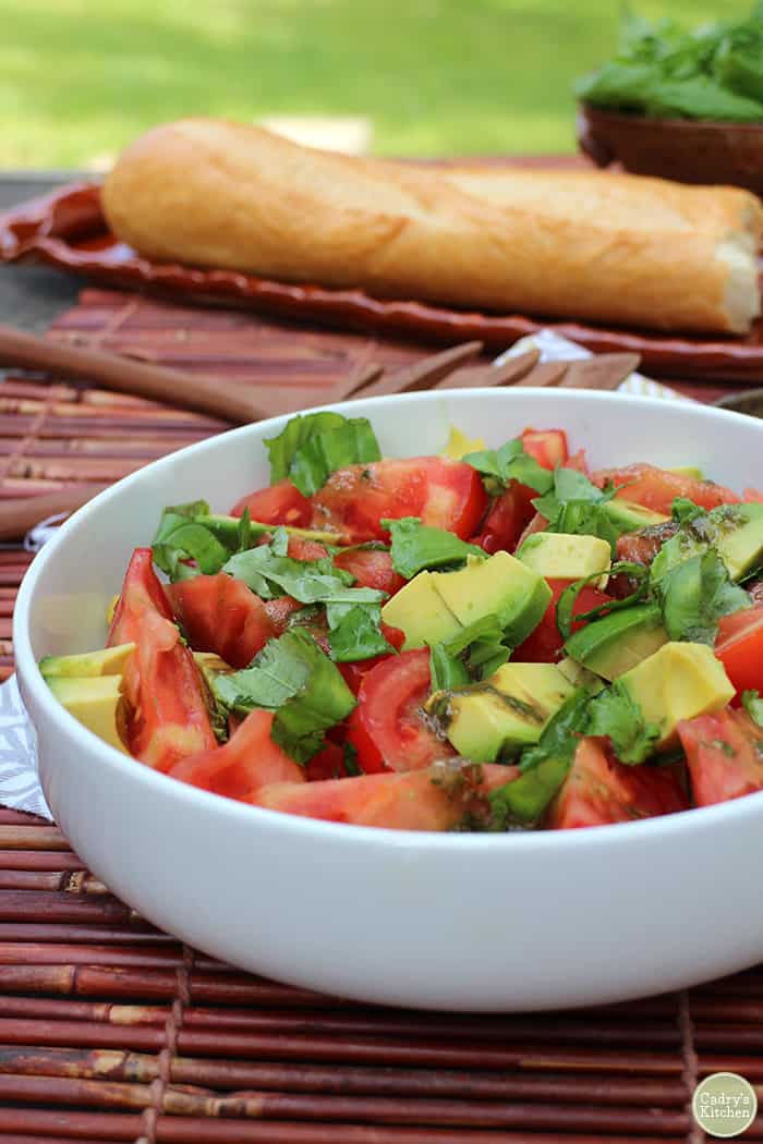 Cadry's Kitchen's Avocado Caprese Salad with Basil Vinaigrette