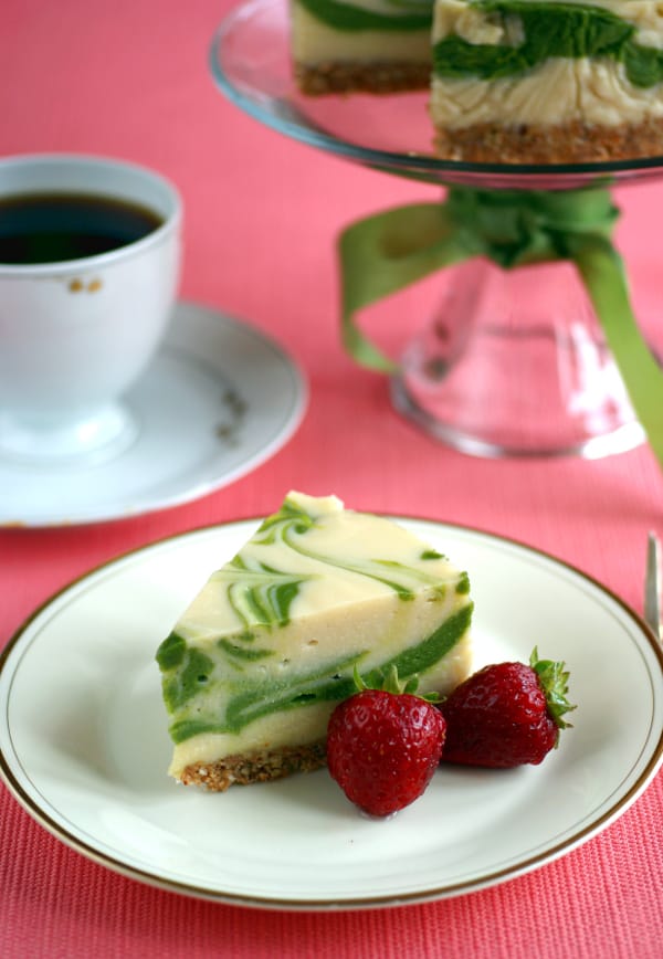 Ricki Heller's Marbled Matcha-Lemon Raw Vegan Cheesecake