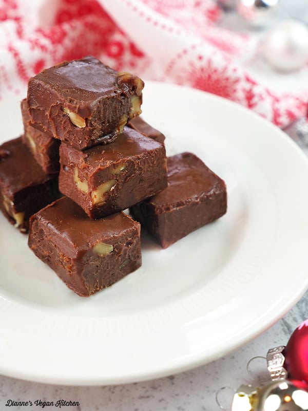 Fudge stacked on plate