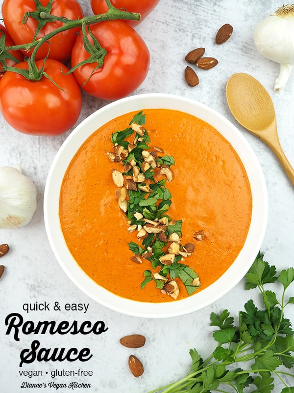 romesco sauce with text overlay