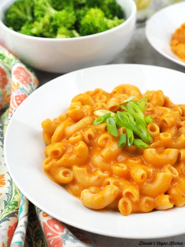 close up of vegan macaroni and cheese