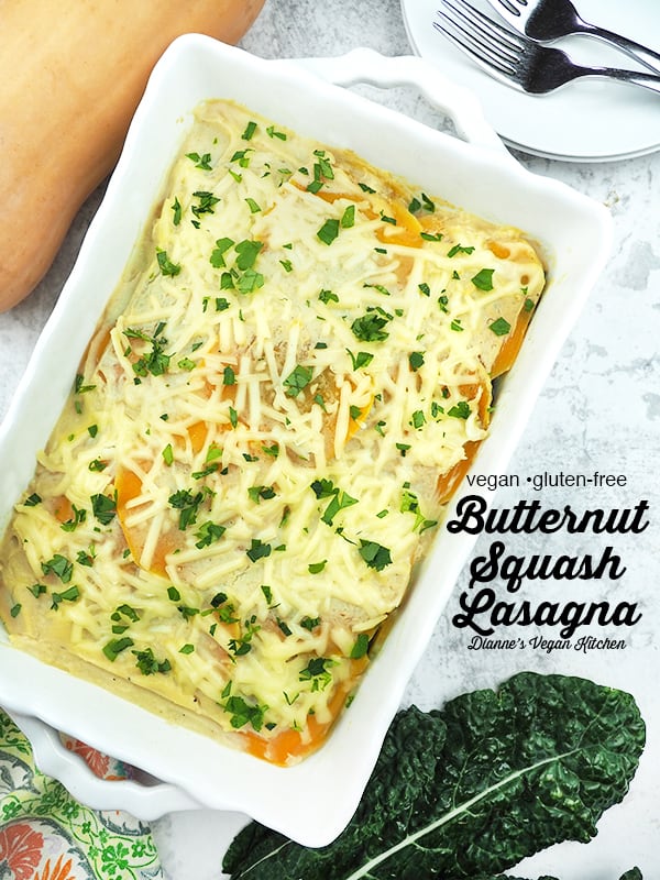 Vegan Butternut Squash Lasagna with text overlay