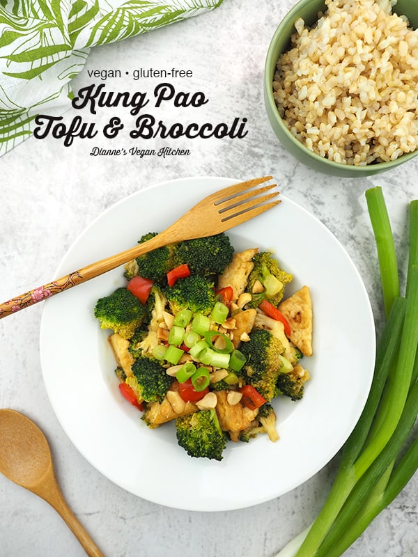 Kung Pao Tofu with Broccoli with text overlay
