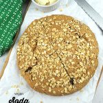 Whole loaf of Vegan Soda Bread with text overlay