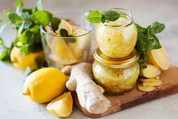 lemons and ginger with mint