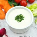 ranch dip with vegetables text overlay