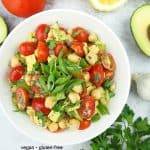 Vegan Avocado Chickpea Salad with text overlay