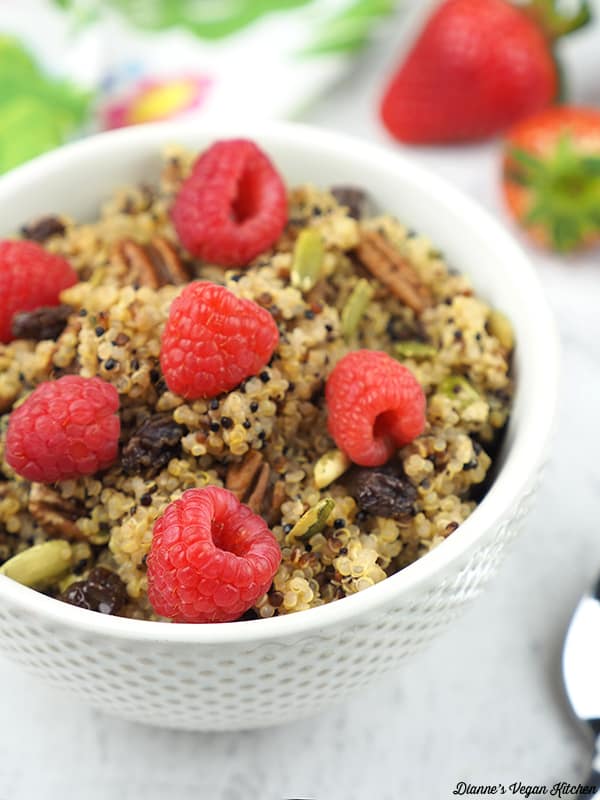 close up of quinoa breakfast bowl