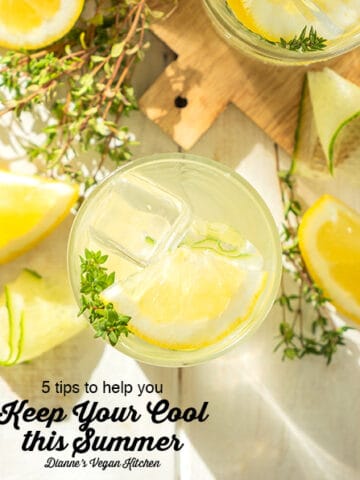 keep your cool text overlay with lemon water