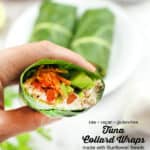 collard wrap in my hand with text overlay
