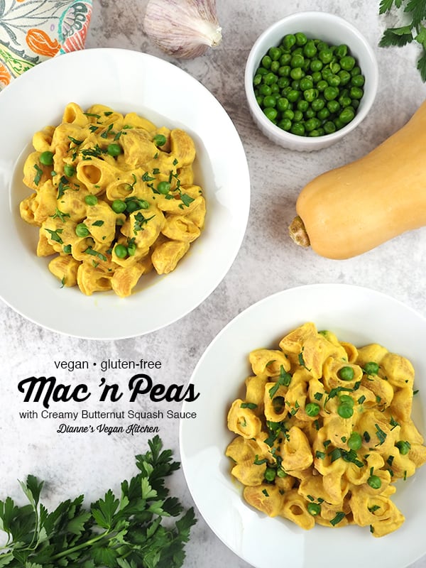 Vegan Butternut Squash Mac and Cheese with text overlay