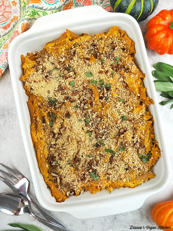 casserole dish with baked pasta
