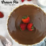 Vegan Chocolate Cream Pie with text overlay