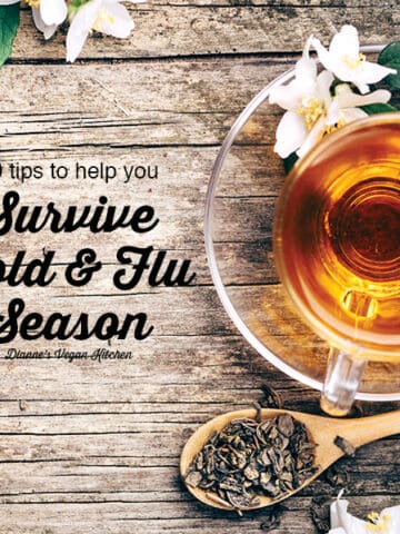tea with How to Survive Cold and Flu Season text overlay
