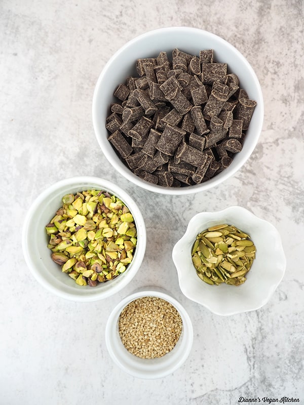 chocolate chunks, nuts, seeds