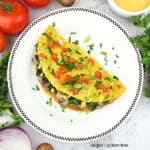 Vegan Spinach Mushroom Omelet with text overlay