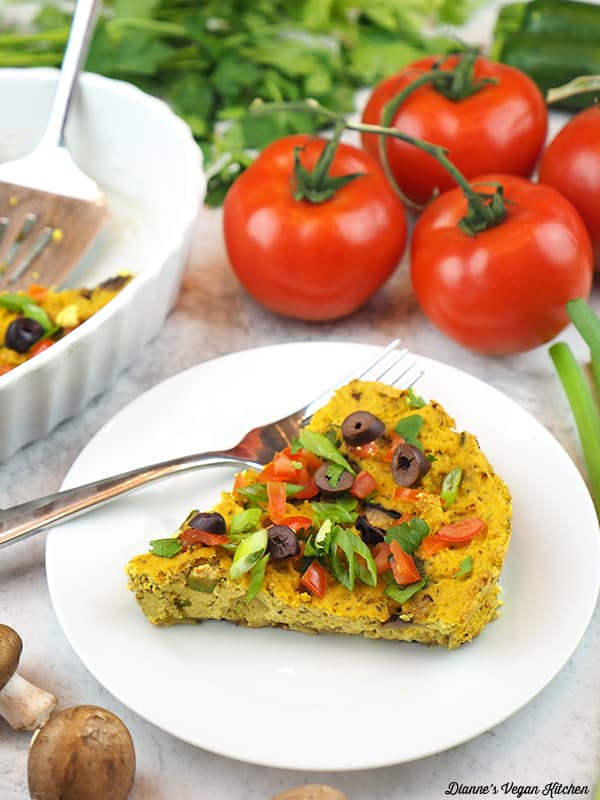 slice of frittata with tomatoes