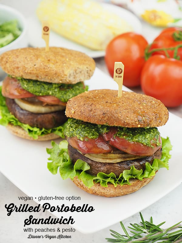 Grilled Portobello Sandwiches with text overlay