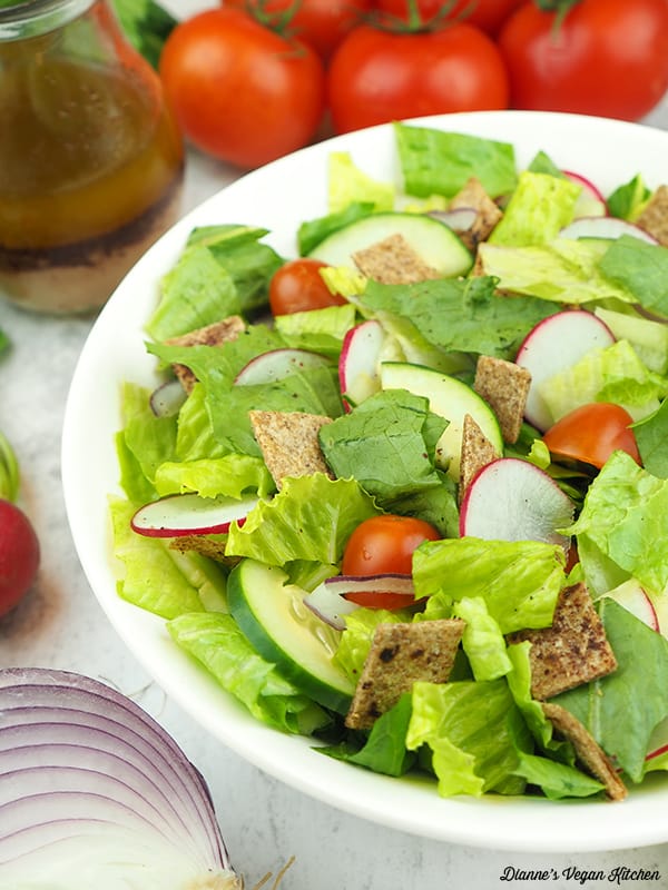 close up of Fattoush Salad