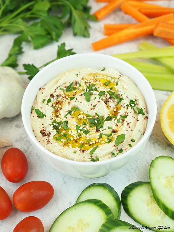 bowl of dip with vegetables