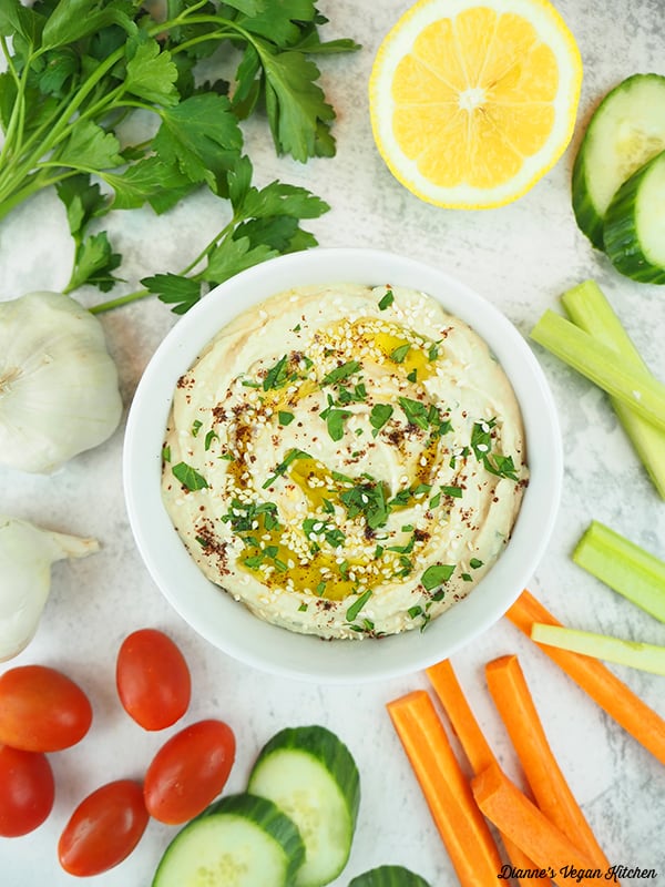 Garlicky White Bean Dip with vegetables