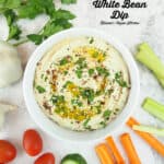 Garlicky White Bean Dip with text overlay