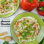 sesame noodles with text overlay
