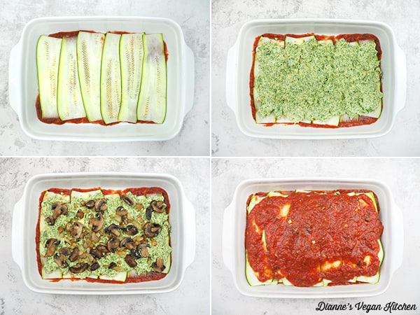 assembling lasagna collage