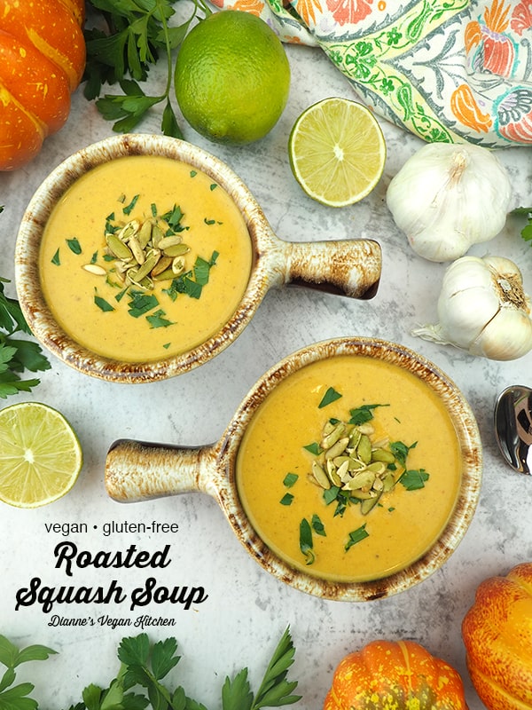 Roasted Squash Soup with text overlay