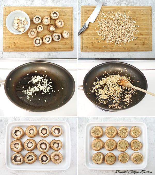 making stuffed mushrooms collage
