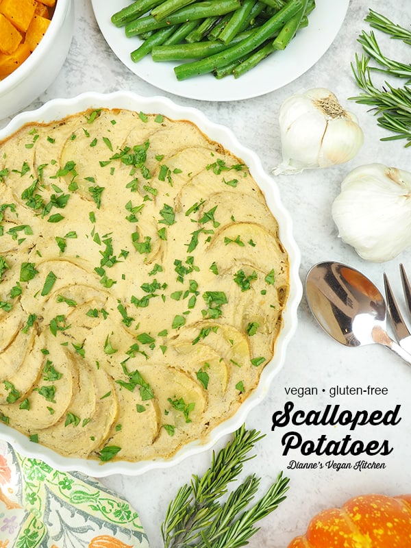 Vegan Scalloped Potatoes with text overlay