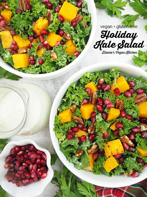 Holiday Kale Salad with text overlay