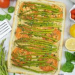 Asparagus and Tomato Tart with Cashew Ricotta with text overlay