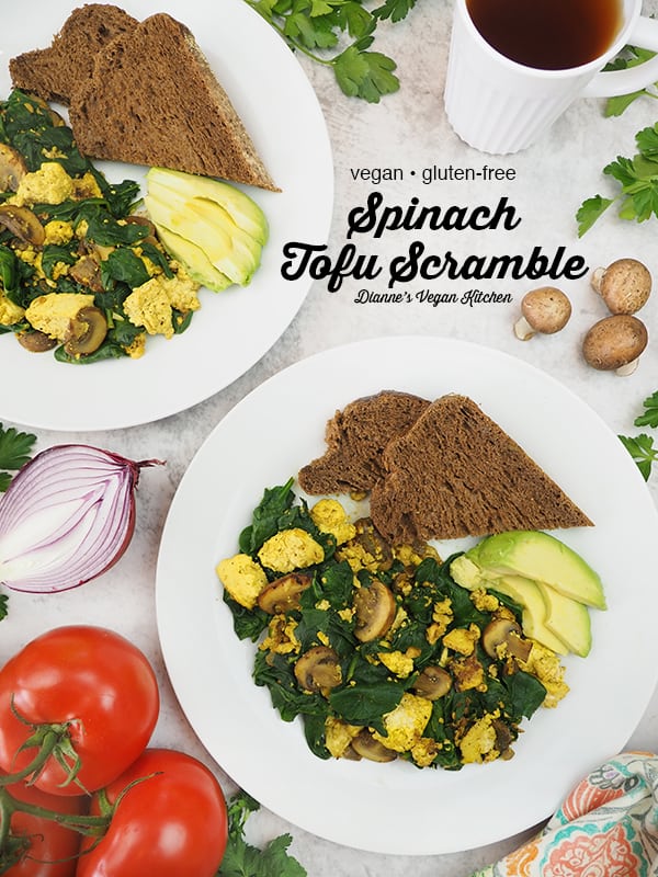 Spinach Tofu Scramble with text overlay