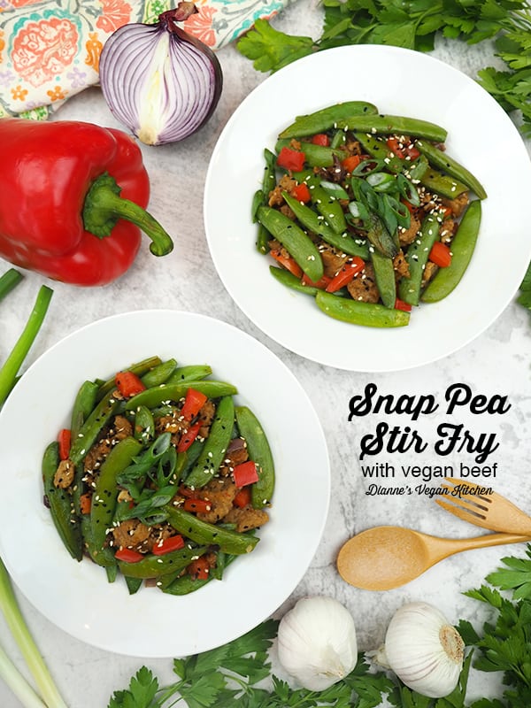 Snap Pea Stir Fry with text overlay