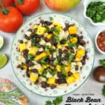 Black Bean Mango Salad with text overlay