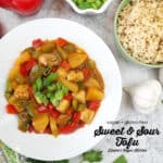 Sweet and Sour Tofu with text overlay