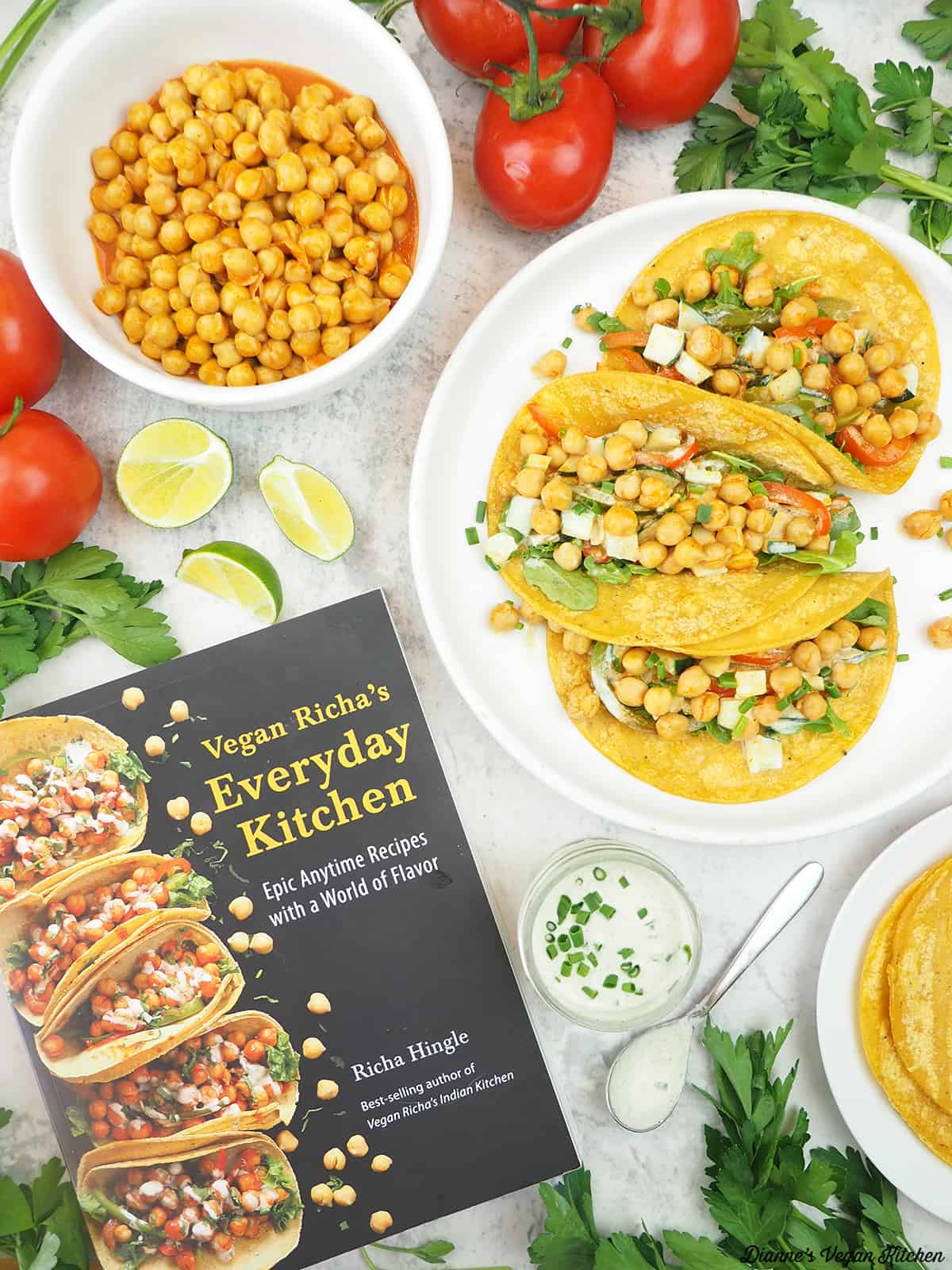 Vegan Richa's Everyday Kitchen with plate of tacos