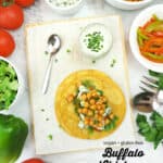 Buffalo Chickpea Tacos with text