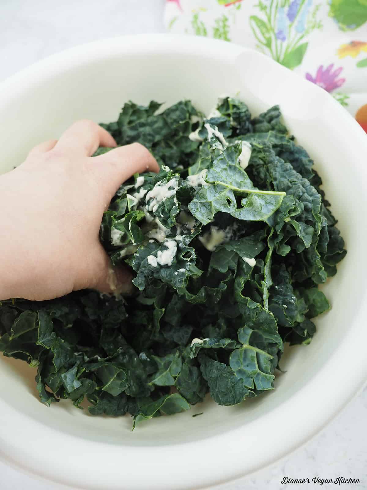 massaging kale