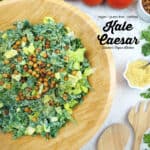 Kale Caesar Salad with Roasted Chickpeas with text overlay