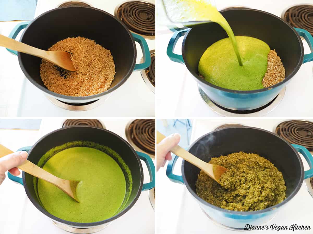making green rice collage