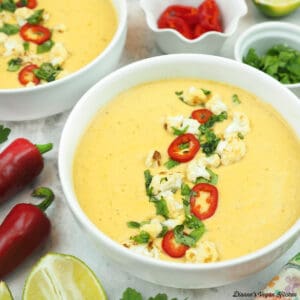 Curried Cauliflower Soup with peppers and limes