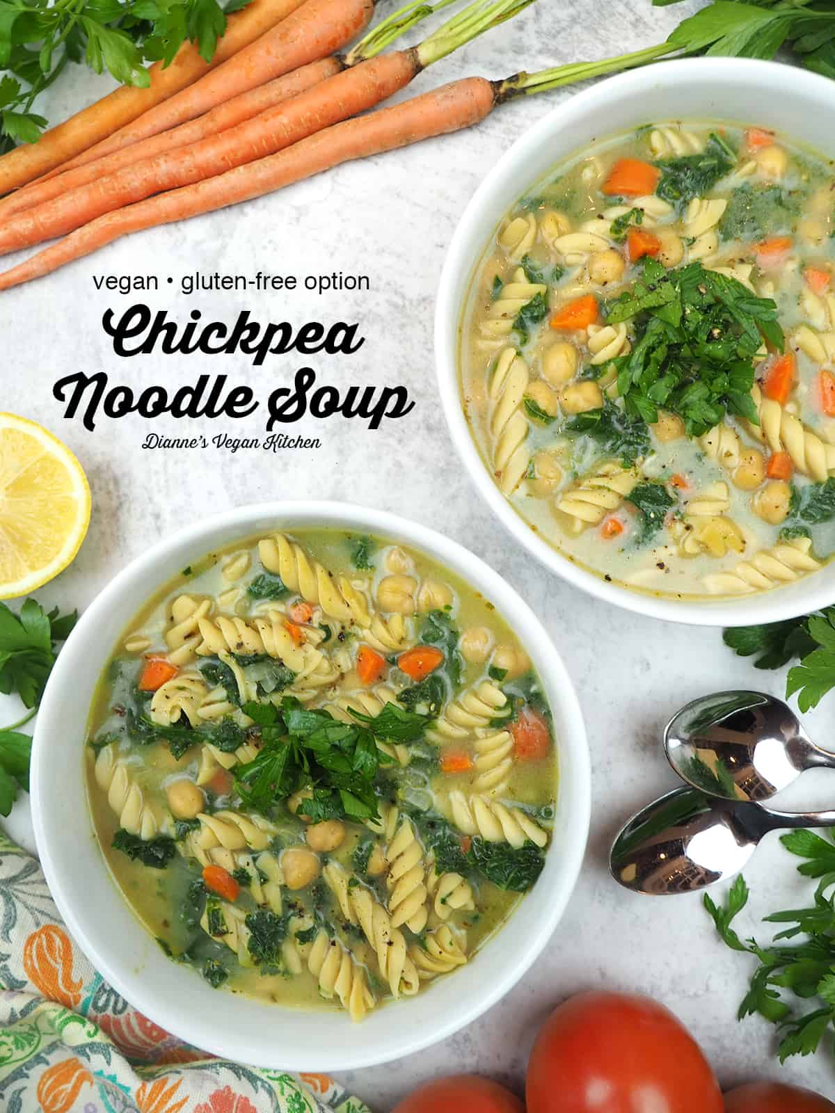 chickpea noodle soup with text overlay