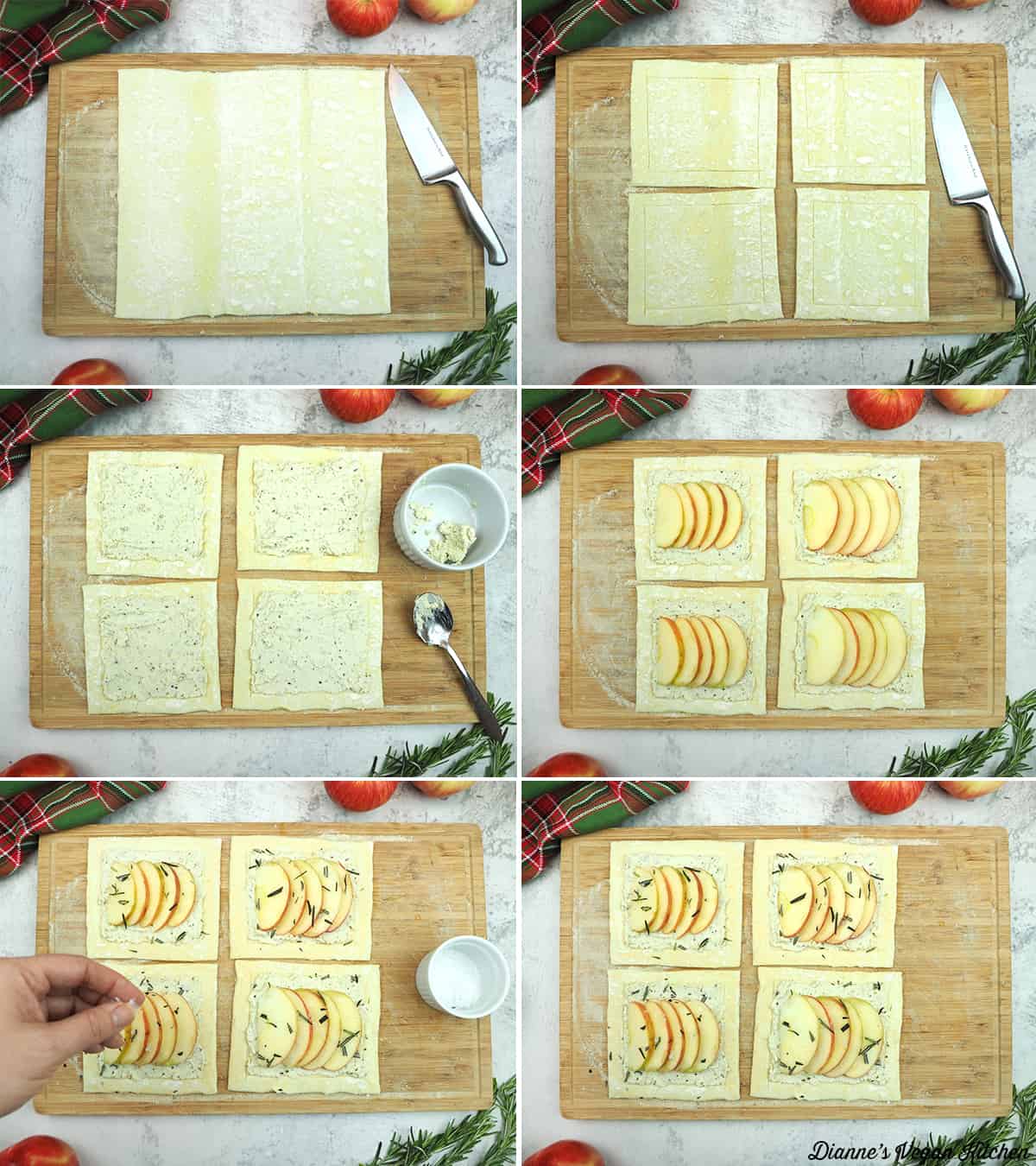 making Vegan Apple and Cheese Tarts collage