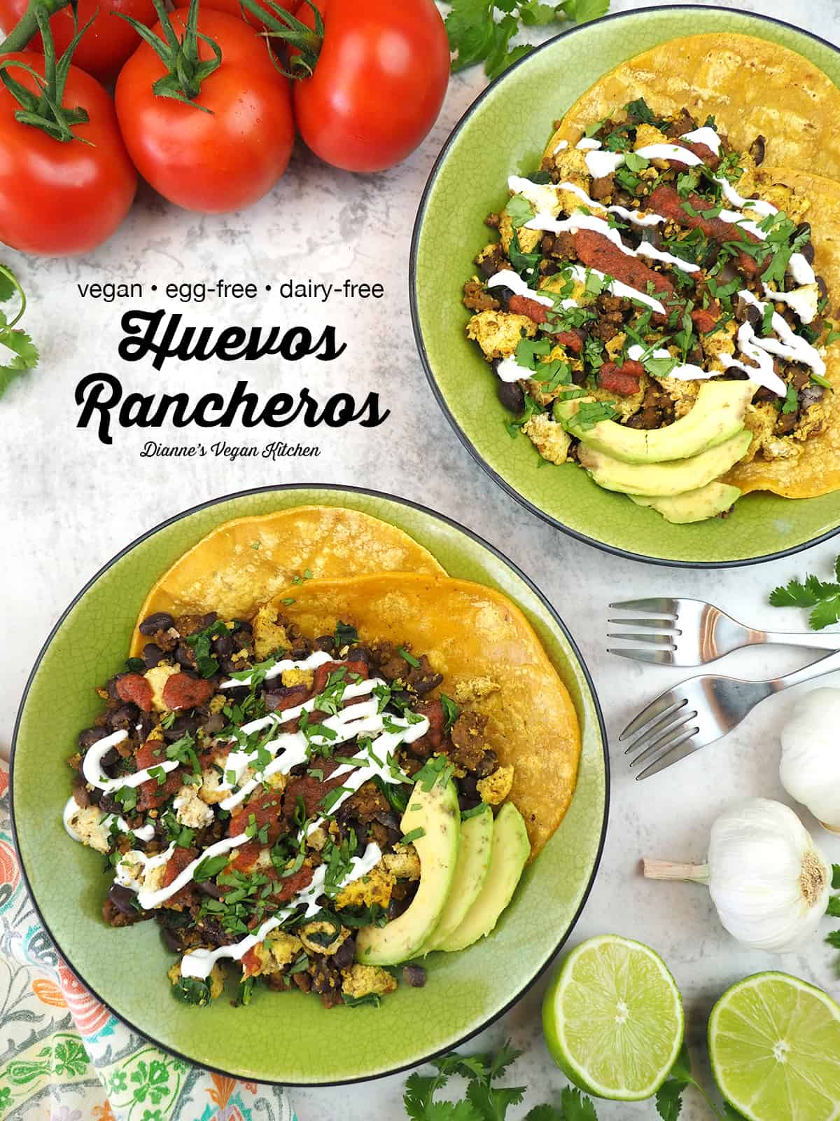 Vegan Huevos Rancheros with text overlay