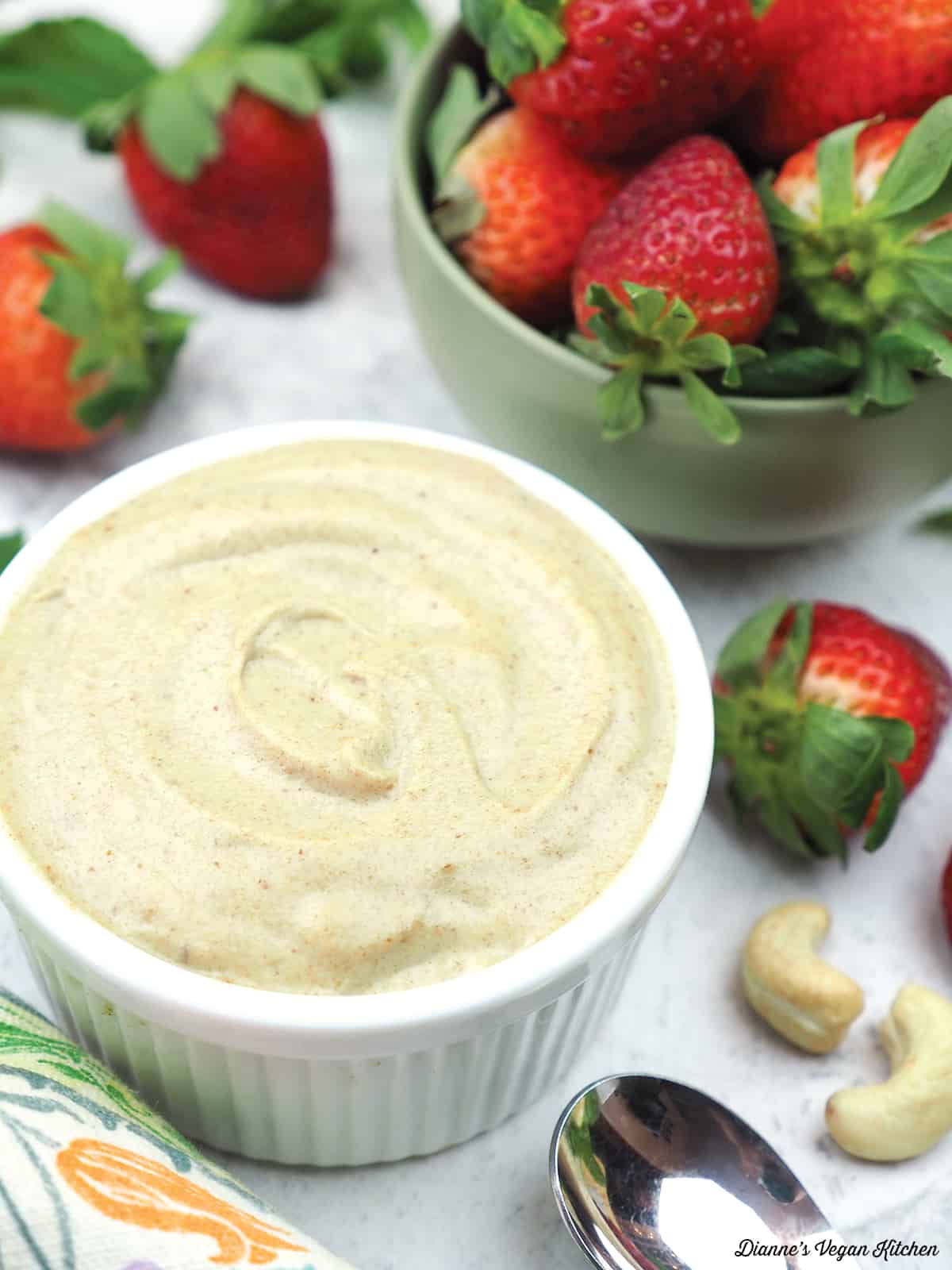 cashew cream with strawberries and mint